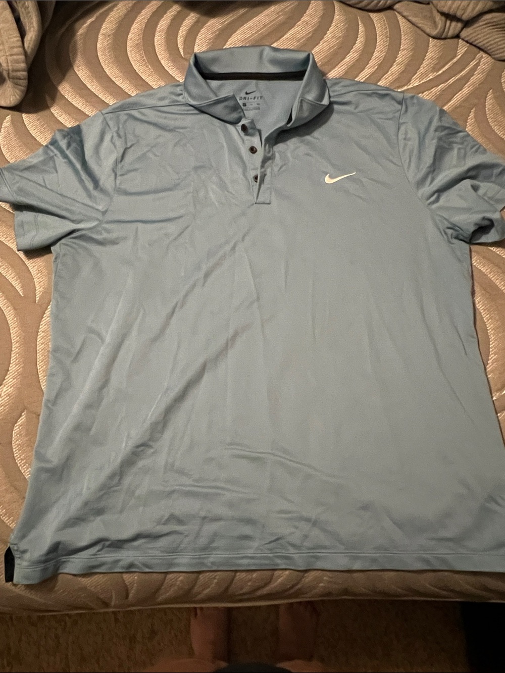 Nike Light Blue Men's Polo with White Swoosh